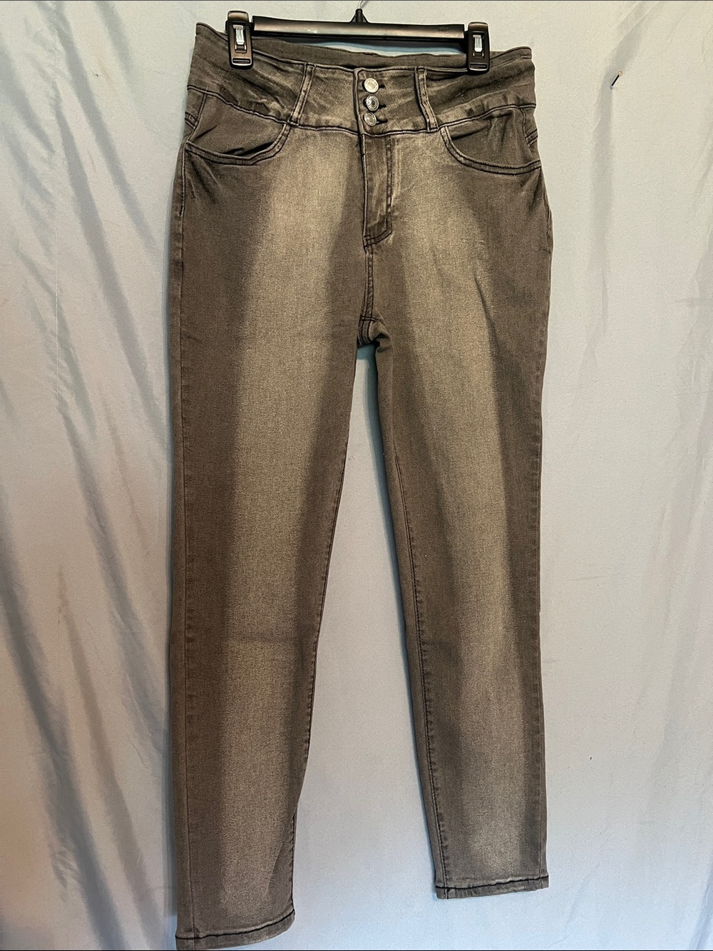 SHEIN Curve Grey Wash Skinny Mid-Rise Jeans 0XL